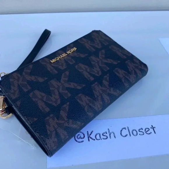 Michael Kors MK Double Zip Phone Wristlet/Wallet - Black Multi - Picture 7 of 8